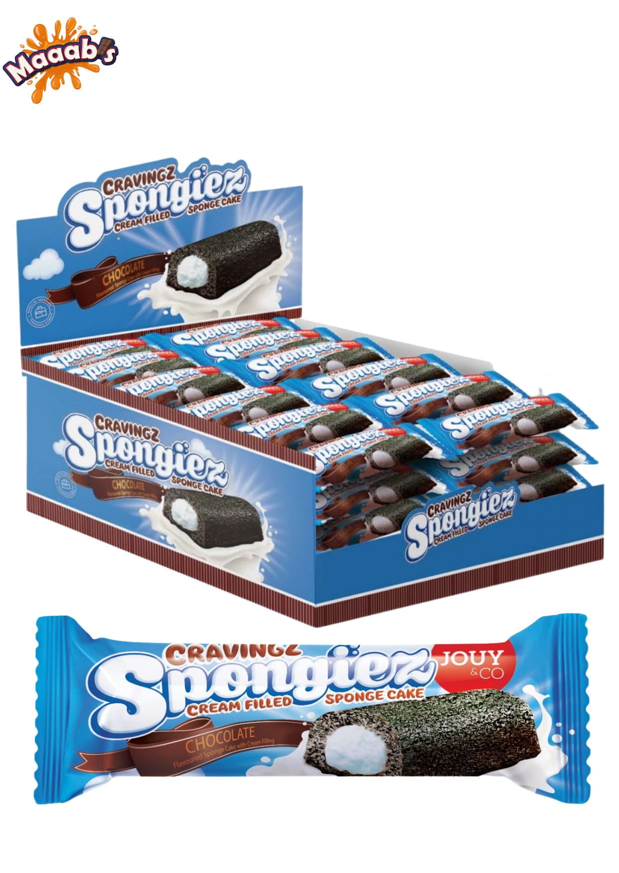 Cravingz Spongiez – Chocolate Flavoured Sponge Cake – Box of 24 x 45g ...