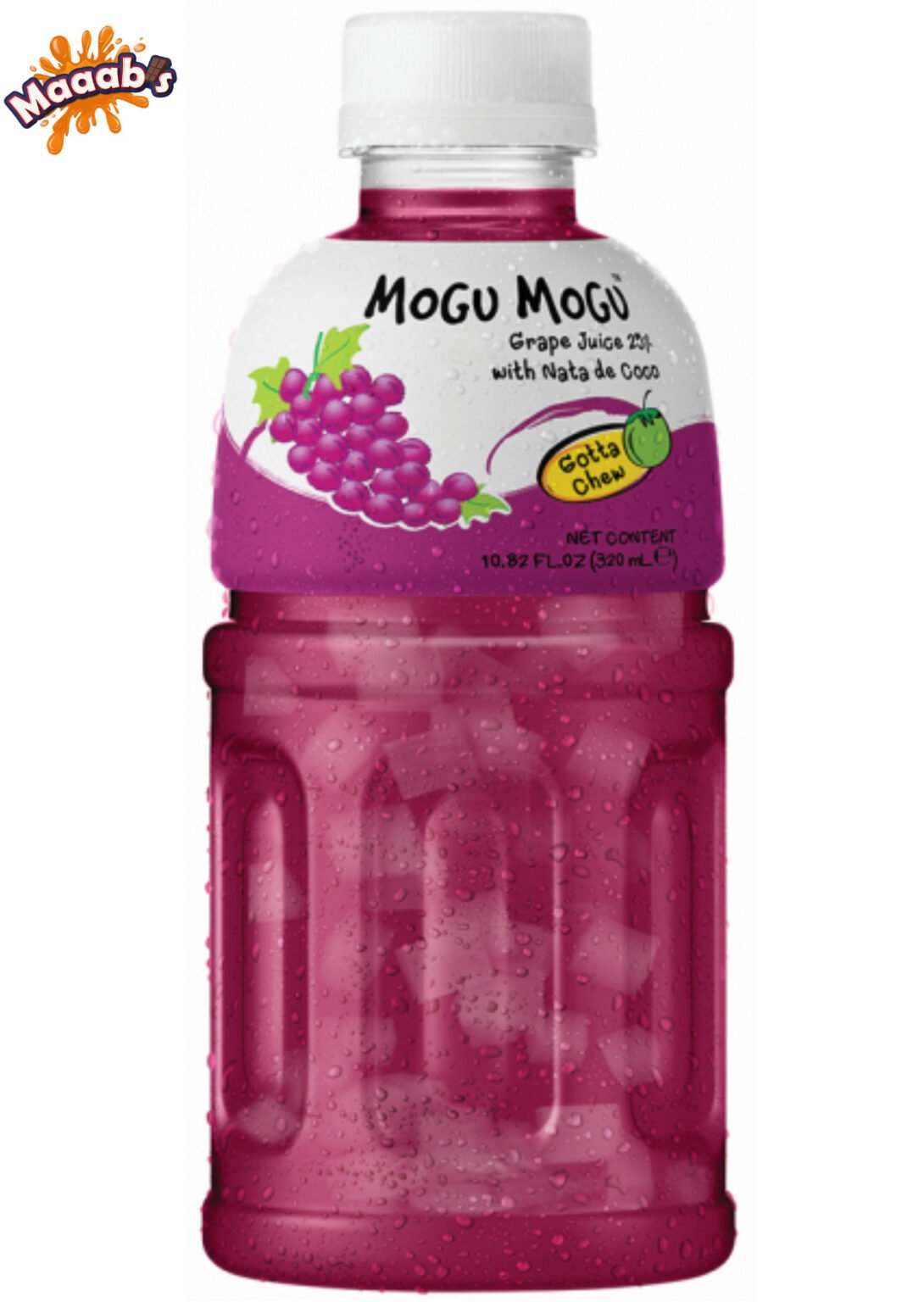 Mogu Mogu Grape Flavored Drink With Nata De Coco – 320ml - Maaabs