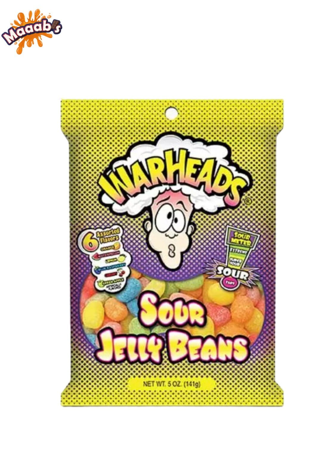 Warheads Sour Jelly Beans Fruity Flavours 142g Maaabs