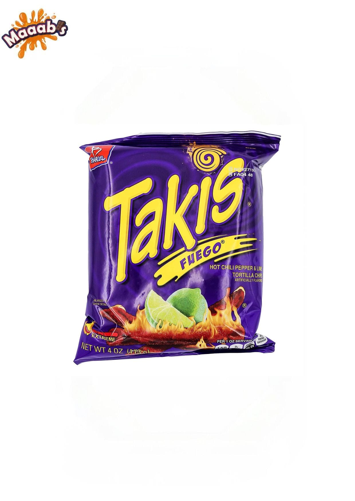 Takis Fuego Hot Chili Pepper & Lime Tortilla Chips 4oz (113g) - Maaabs